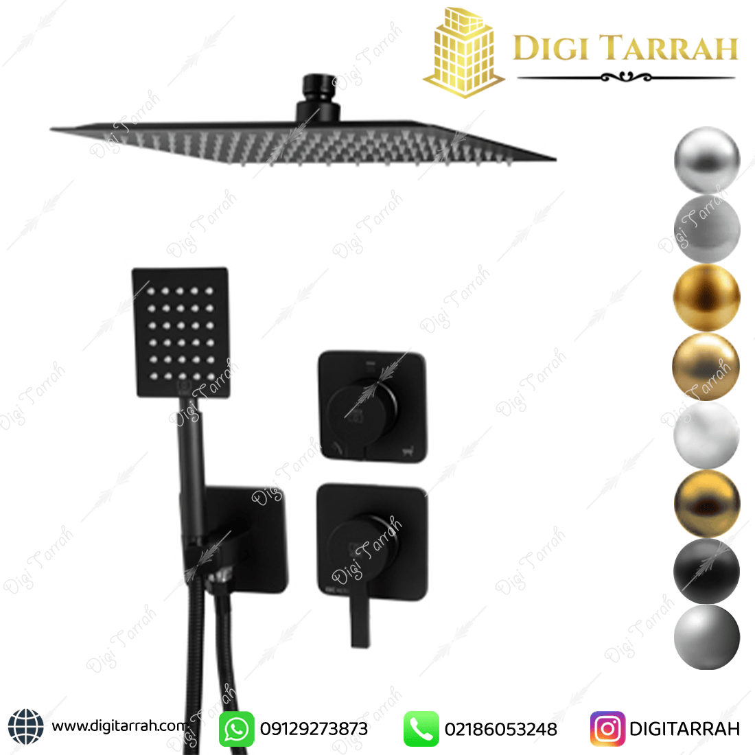 شیر دوش توکار kwc مدل متیس تیپ ۳ مشکی