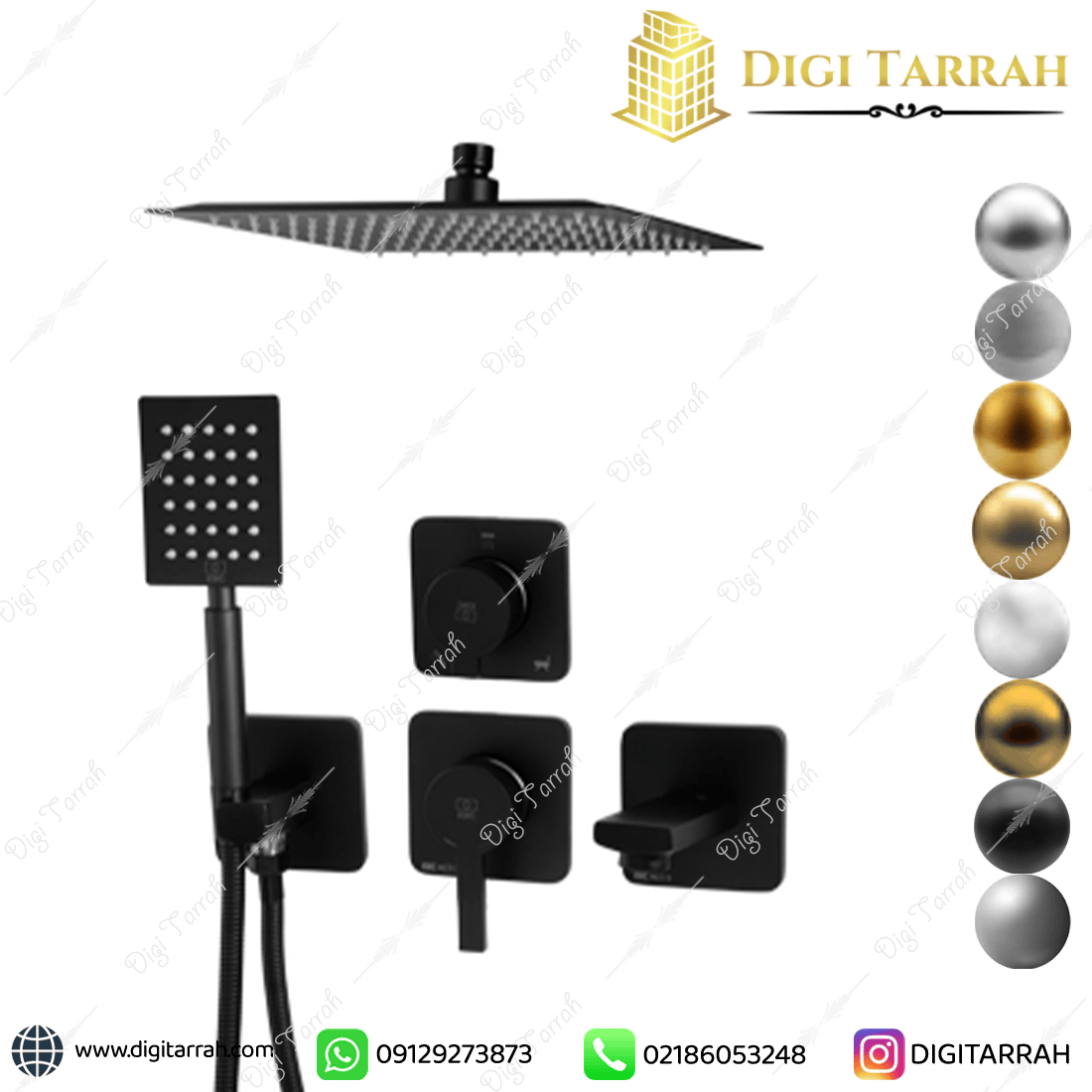 شیر دوش توکار kwc مدل متیس تیپ ۴ مشکی