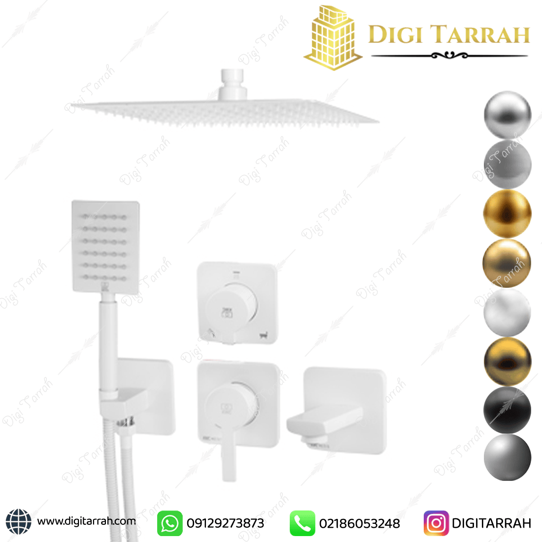 شیر دوش توکار kwc مدل متیس تیپ ۴ سفید