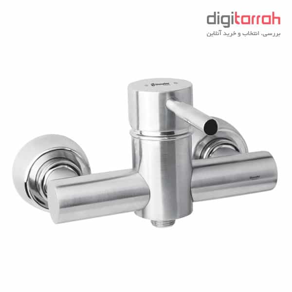 شیر توالت شودر مدل موناکو پلاس استیل مات شیرآلات شودر