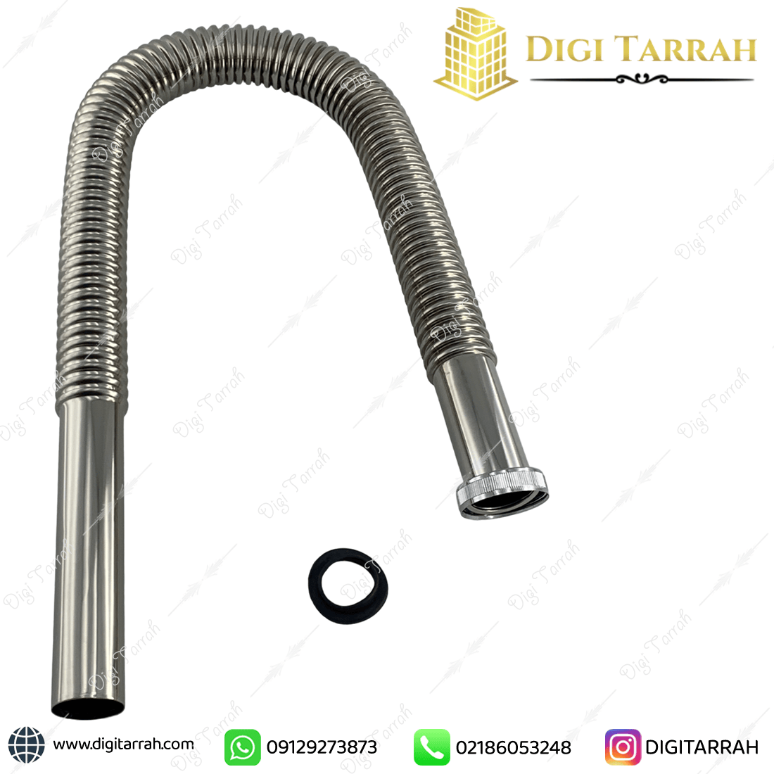 سیفون روشویی خرطومی فاضلاب استیل مات