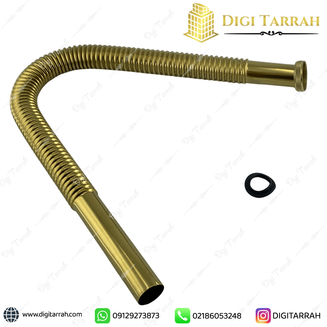لوله آکاردئونی استیل طلایی براق سیفون روشویی