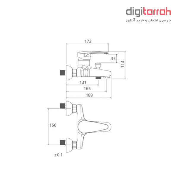شیر دوش شودر مدل مانا رنگ کروم شیرآلات شودر
