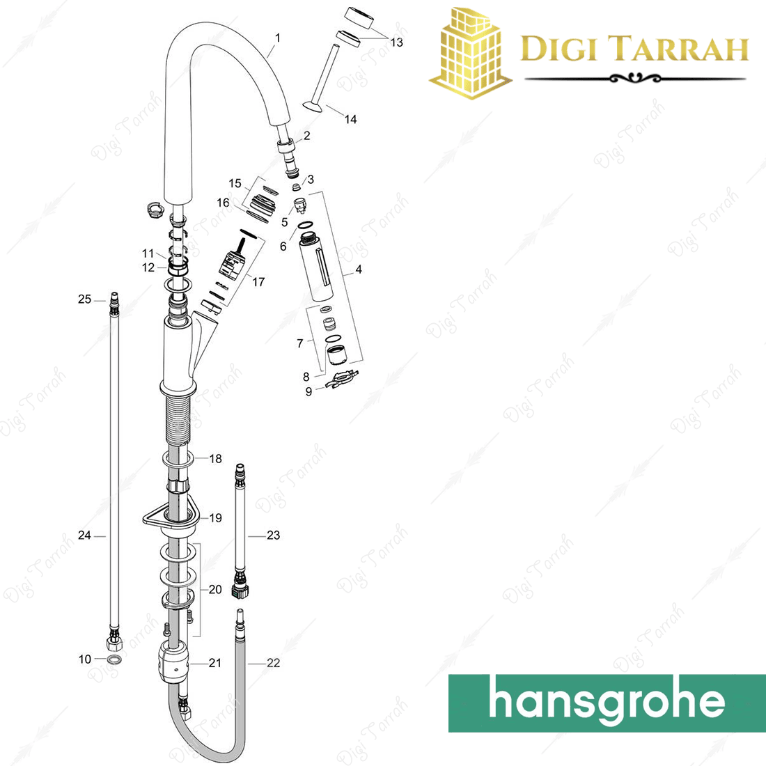 قطعات شیر ظرفشویی شلنگدار استارک هانس گروهه آلمان