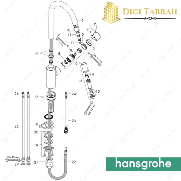 قطعات شیر ظرفشویی شلنگدار تالیسS2 واریاک هانس گروهه آلمان