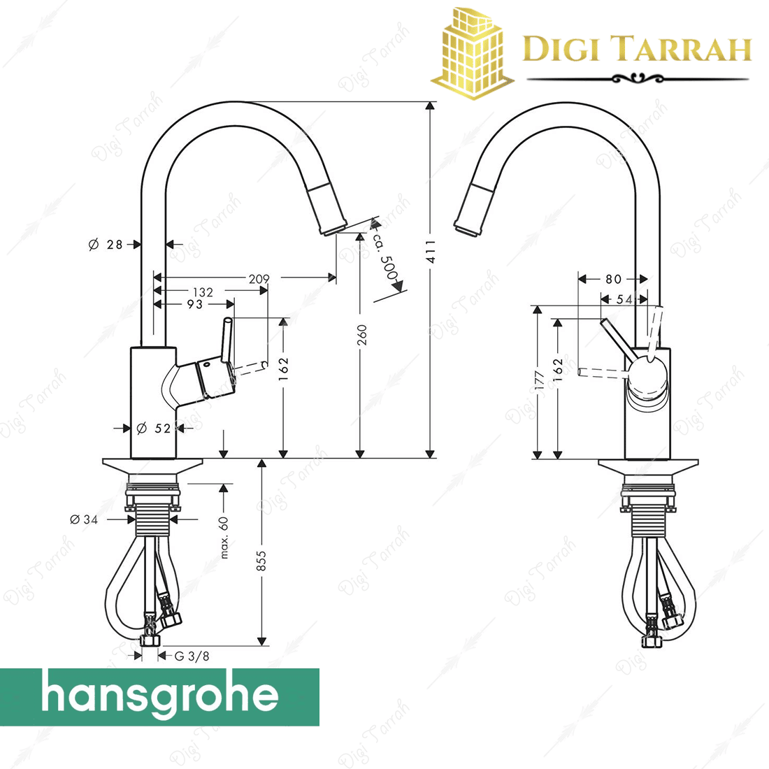 مشخصات شیر ظرفشویی شلنگدار تالیسS2 واریاک هانس گروهه آلمان