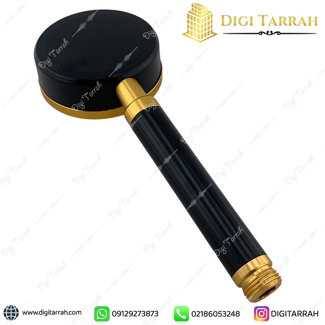 سردوش شاور دستی مشکی طلایی نمای پشت