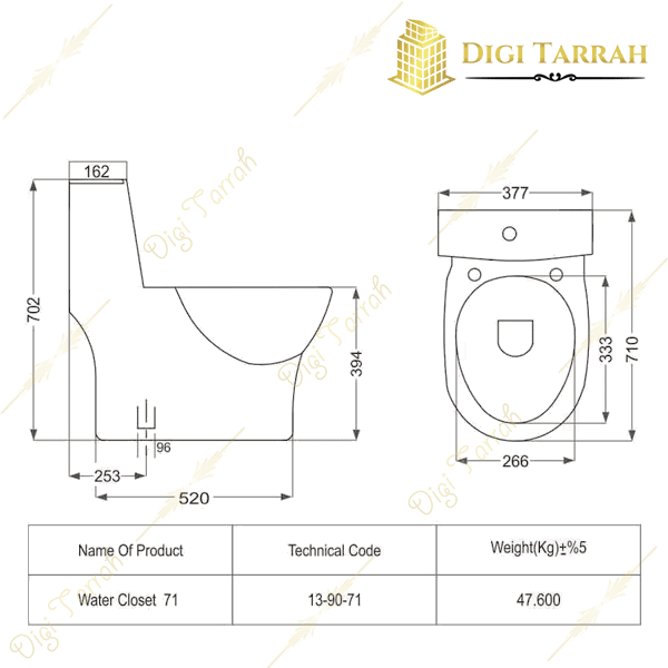 مشخصات توالت فرنگی چینی مروارید مدل کاتیا