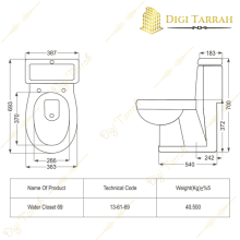 مشخصات توالت فرنگی چینی مروارید مدل رومینا