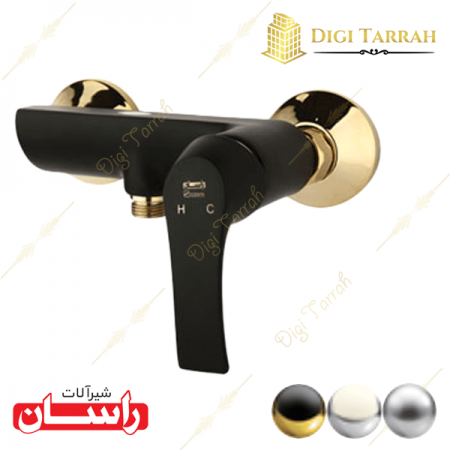 شیر توالت مشکی طلایی لوتوس شیرآلات راسان