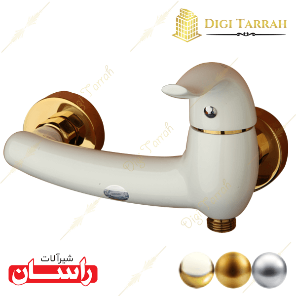 شیر توالت سفید طلایی اکتاو شیرآلات راسان