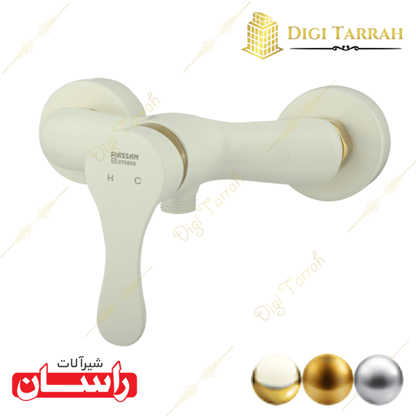 شیر توالت سفید طلایی صدف شیرآلات راسان