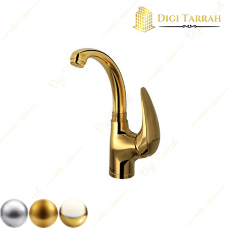 شیر روشویی زدرا شودر مدل سنیور رنگ طلایی براق شیرآلات شودر