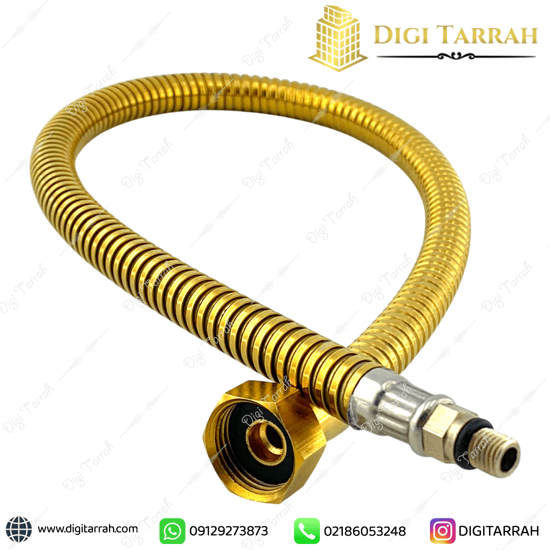 شلنگ پیسوار طلایی روشویی یک سر مهره یک سر M10