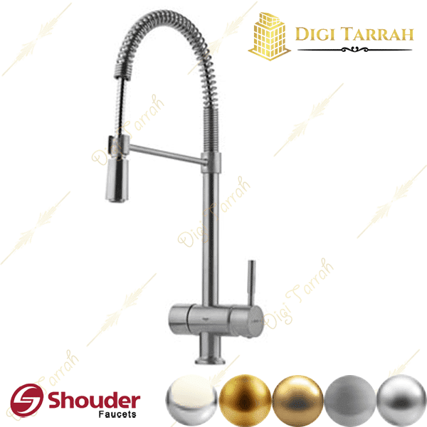 شیر ظرفشویی شودر مدل آلستر فنری کروم مات شیرآلات شودر