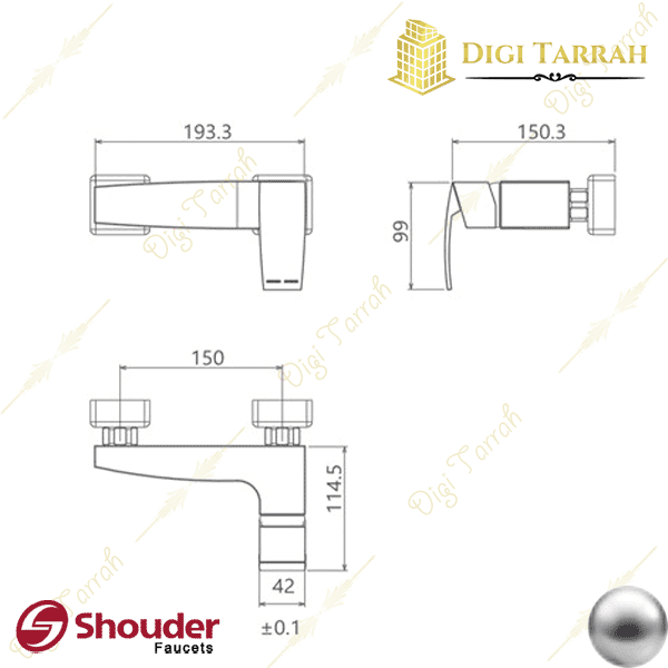 مشخصات شیر توالت باواریا کروم شیرآلات شودر