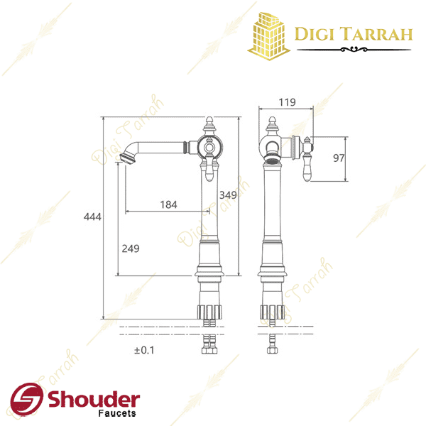 مشخصات شیر روشویی پایه بلند بیزانس شیرآلات شودر