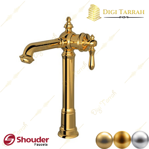 شیر روشویی پایه بلند بیزانس طلایی براق شیرآلات شودر
