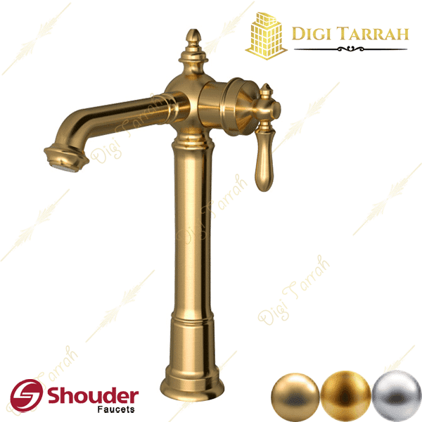 شیر روشویی پایه بلند بیزانس طلایی مات شیرآلات شودر