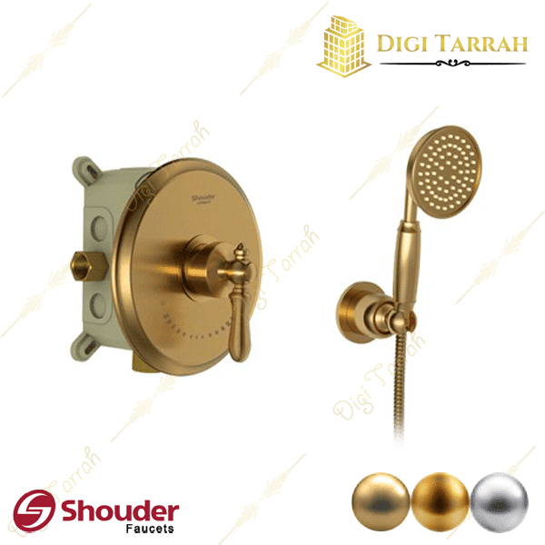 شیر دوش حمام توکار شودر مدل زیگموند طلایی مات تیپ 2 شیرآلات شودر