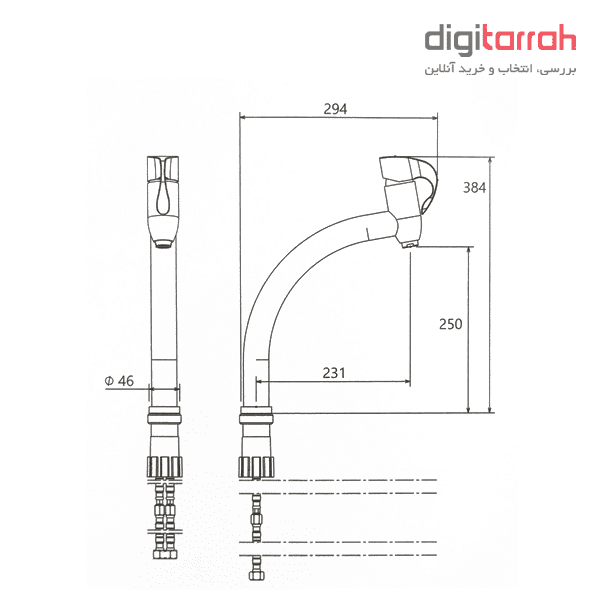 مشخصات شیر ظرفشویی شودر مدل دانته شیرآلات شودر