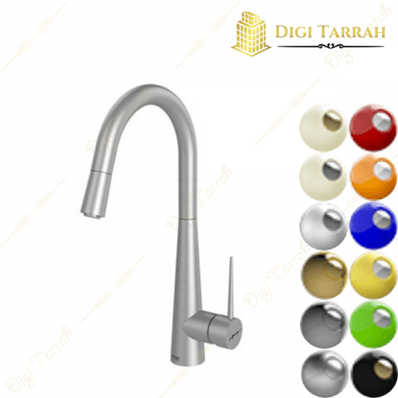 شیر ظرفشویی شلنگدار شودر مدل ایتن رنگ کروم مات