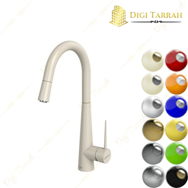 شیر ظرفشویی شلنگدار شودر مدل ایتن رنگ شیری کروم