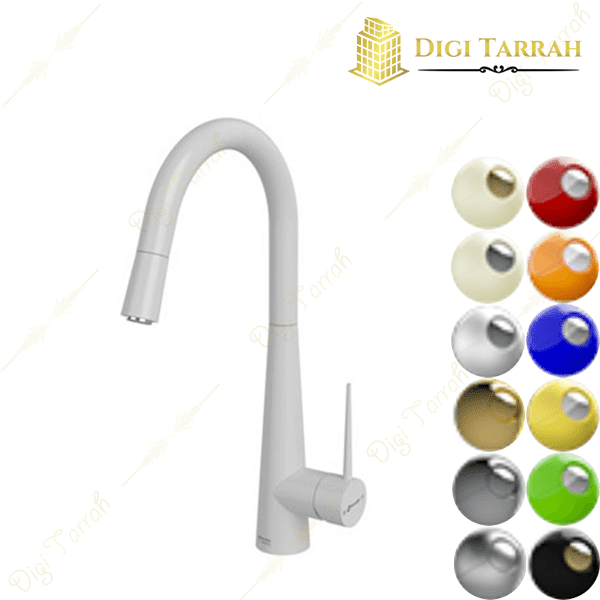 شیر ظرفشویی شلنگدار شودر مدل ایتن رنگ سفید کروم