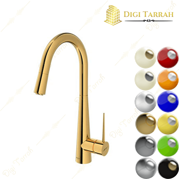 شیر ظرفشویی شلنگدار شودر مدل ایتن رنگ طلا