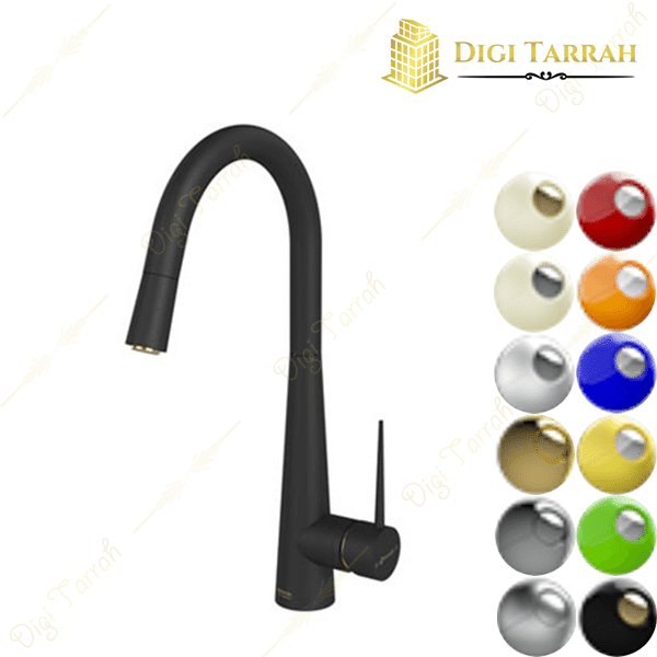 شیر ظرفشویی شلنگدار شودر مدل ایتن رنگ مشکی طلا