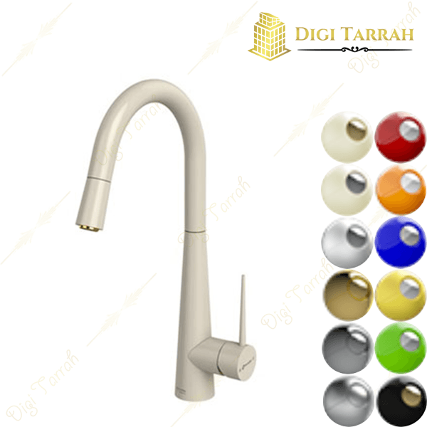 شیر ظرفشویی شلنگدار شودر مدل ایتن رنگ شیری طلا