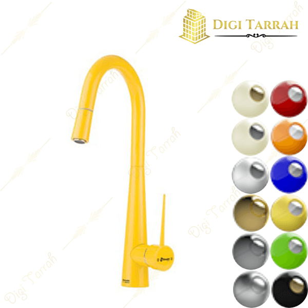 شیر ظرفشویی شلنگدار شودر مدل ایتن رنگ زرد