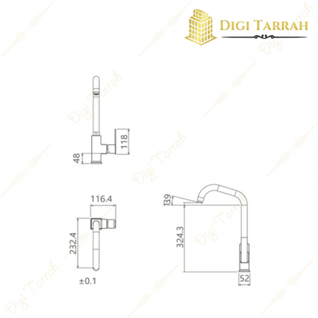 شیر ظرفشویی شودر مدل شارپ شیرآلات شودر
