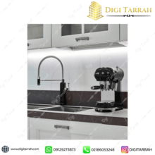 نمای نصب شده شیر ظرفشویی اسمگ smeg مشکی بر روی سینک