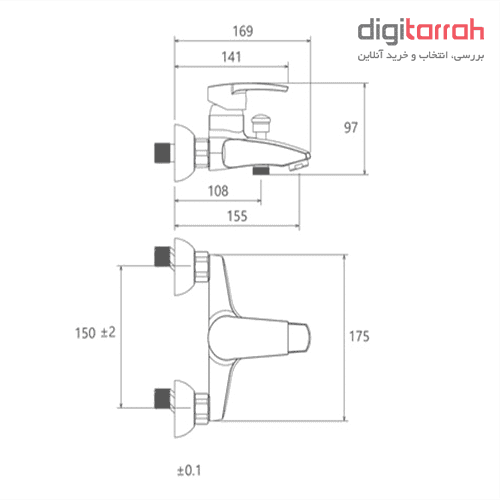 مشخصات شیر دوش اطلس تو پلاس کروم شودر شیرآلات شودر