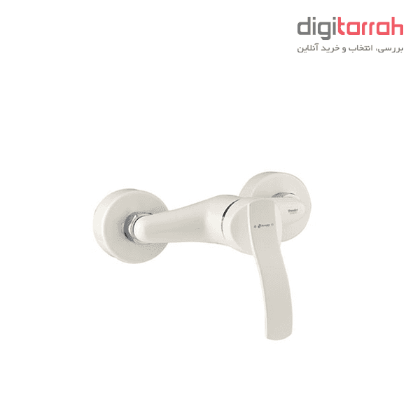 شیر توالت شودر مدل اپال رنگ سفید کروم شیرآلات شودر