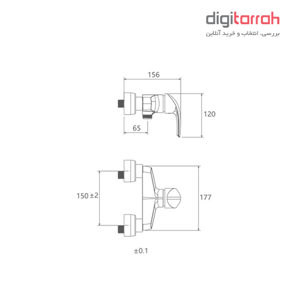 شیر توالت شودر مدل پاریس رنگ کروم شیرآلات شودر