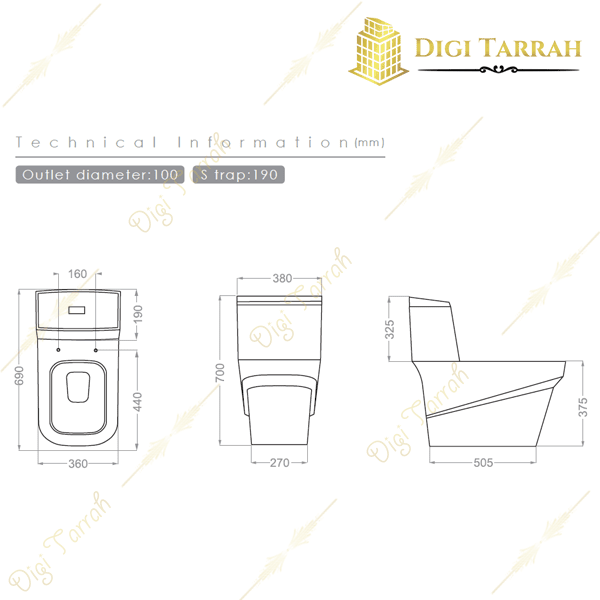 مشخصات توالت فرنگی چینی گلسار مدل یونیک